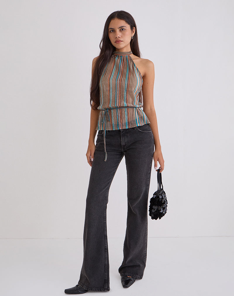 Celeste - Blue-Bronze Shimmer Plissé Top