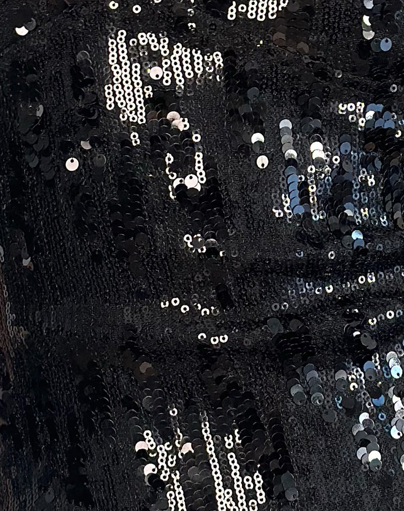 Monroe - Black Mixed Sequin Halter Top