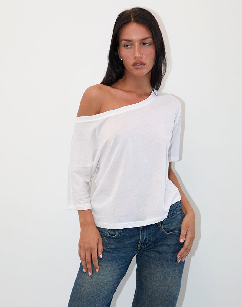 Thea - White Off-Shoulder Jersey Top