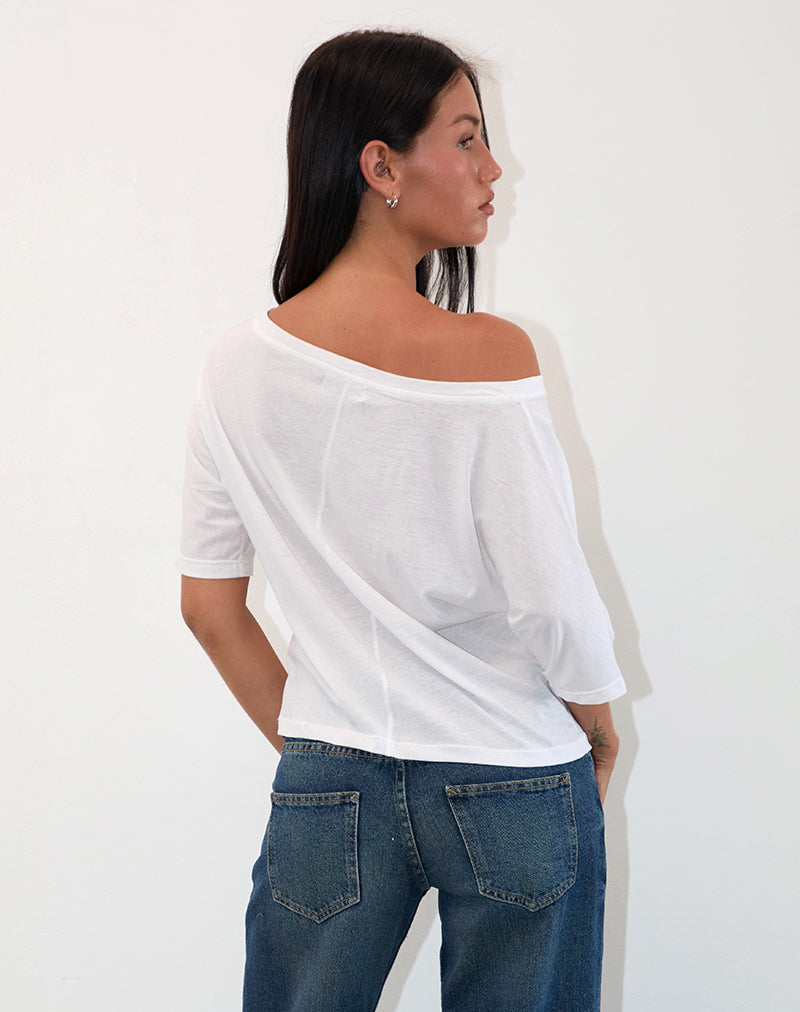 Thea - White Off-Shoulder Jersey Top