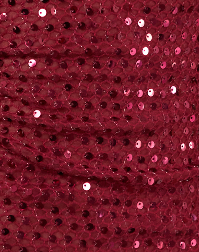 Serena - Burgundy Sequin Knit Tank Top