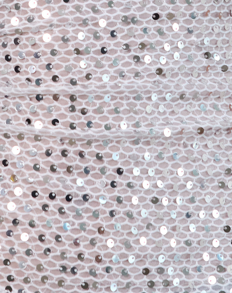 Serena - Silver Sequin Knit Tank Top