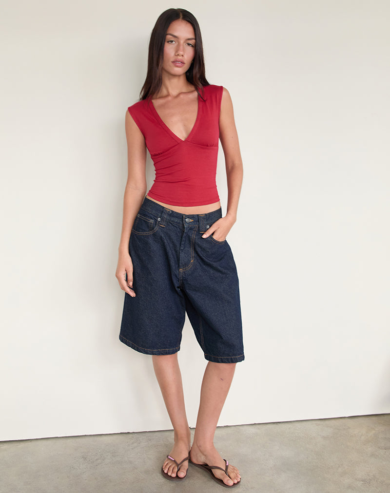 Scarlett - Cherry Red Plunge Top