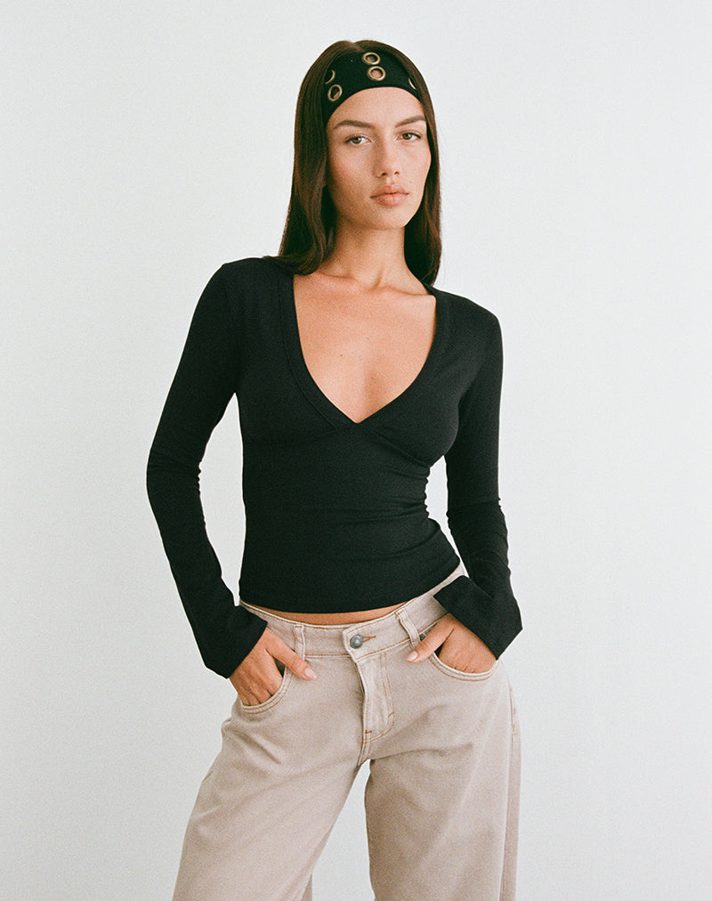 Nadia - Black Long Sleeve Top