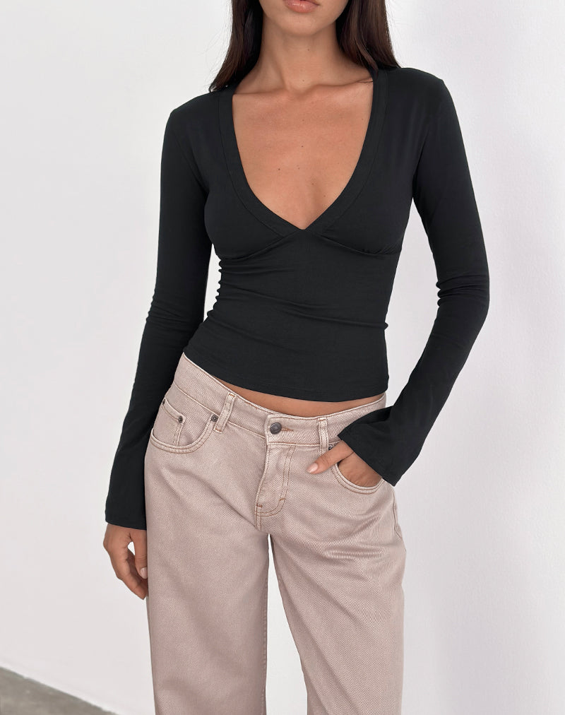 Nadia - Black Long Sleeve Top