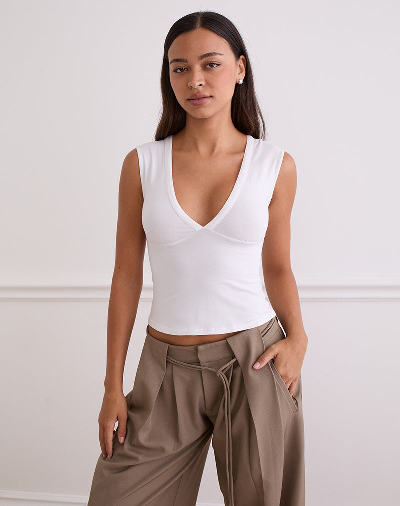 Scarlett - White Plunge Top