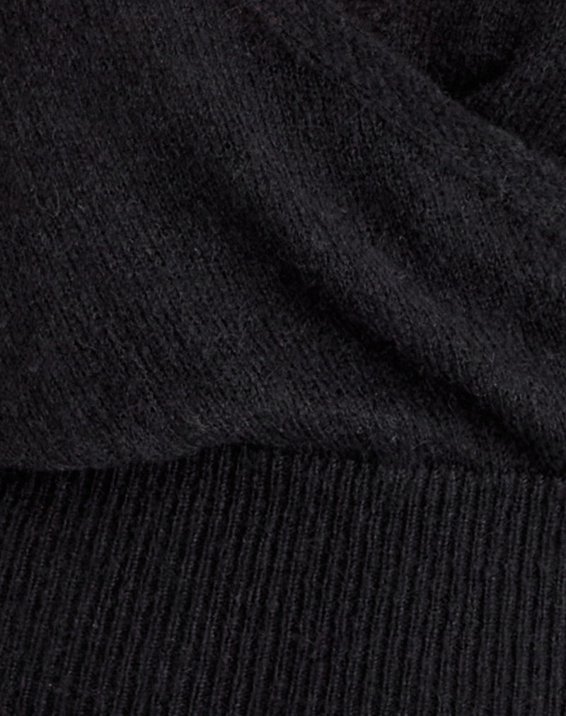 Willow - Black Knit Wrap Top