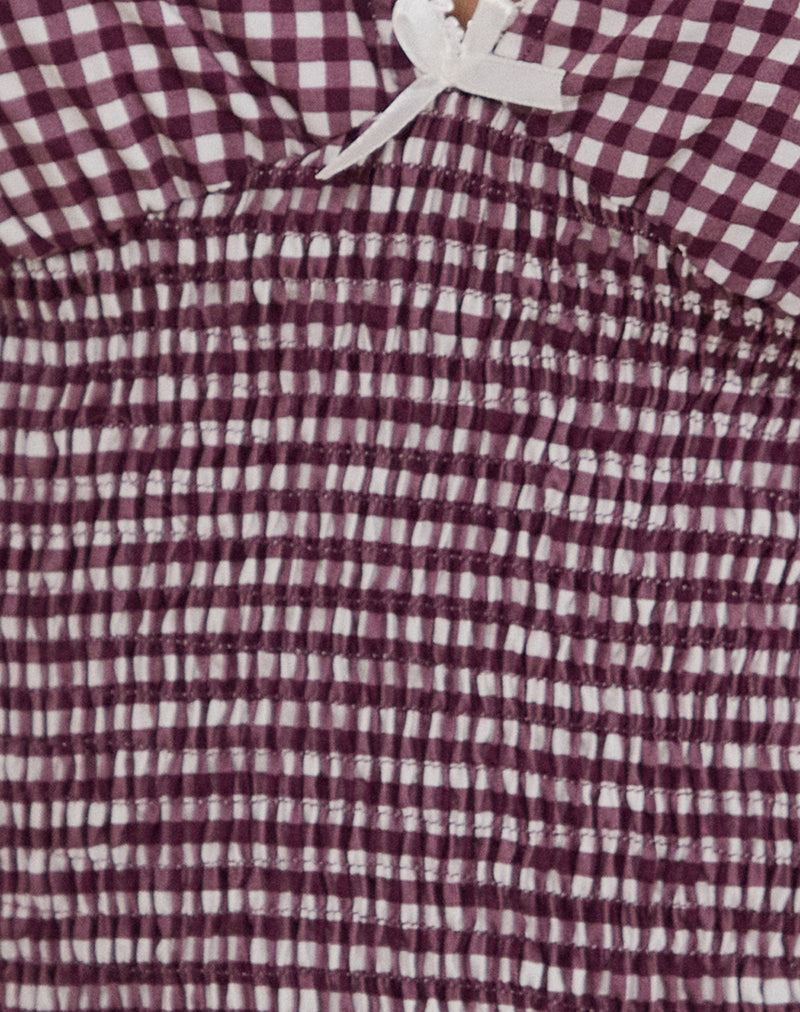 Sonoma - Wine Gingham Plunge Top