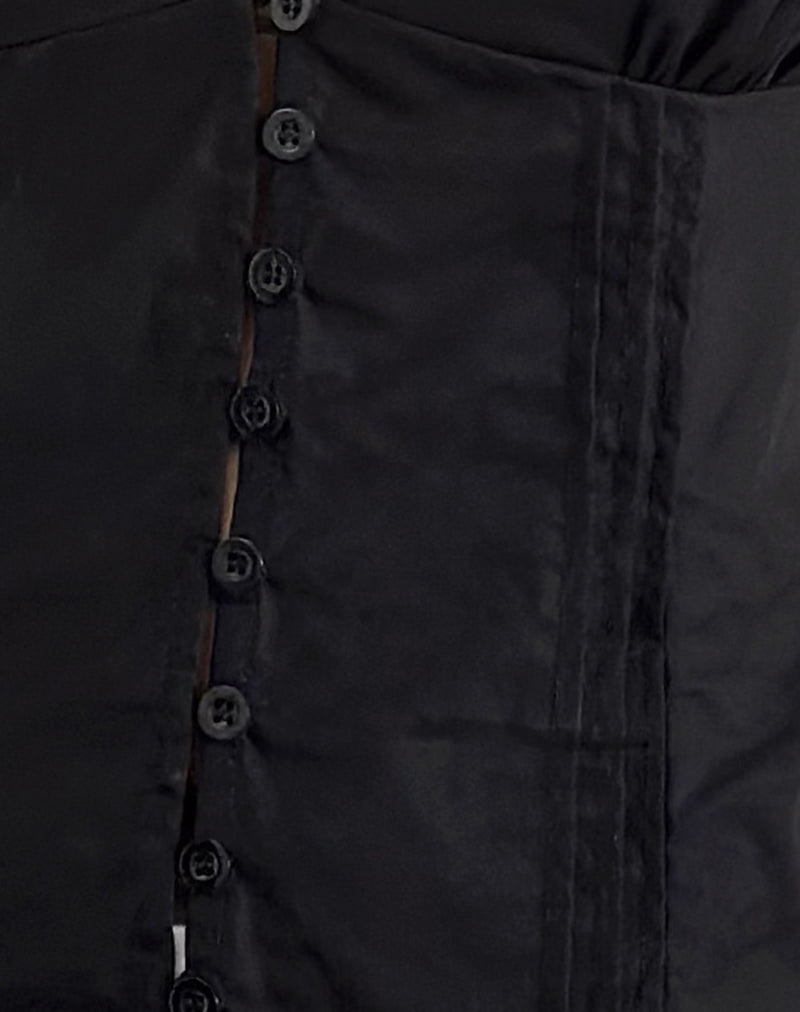 Catalina - Black Poplin Corset Top