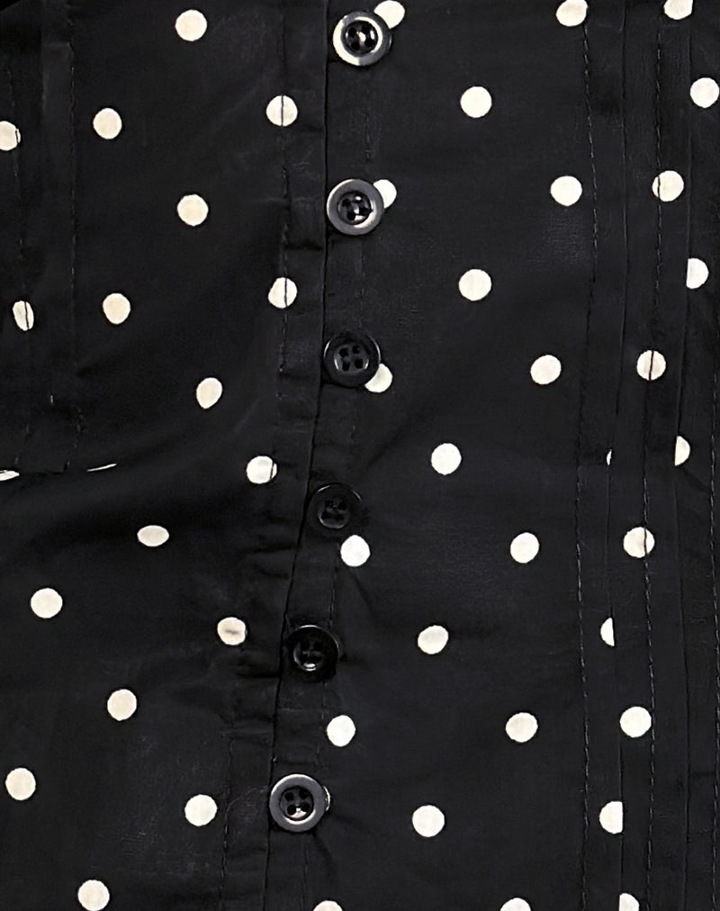 Catalina - Black Polka Dot Corset Top