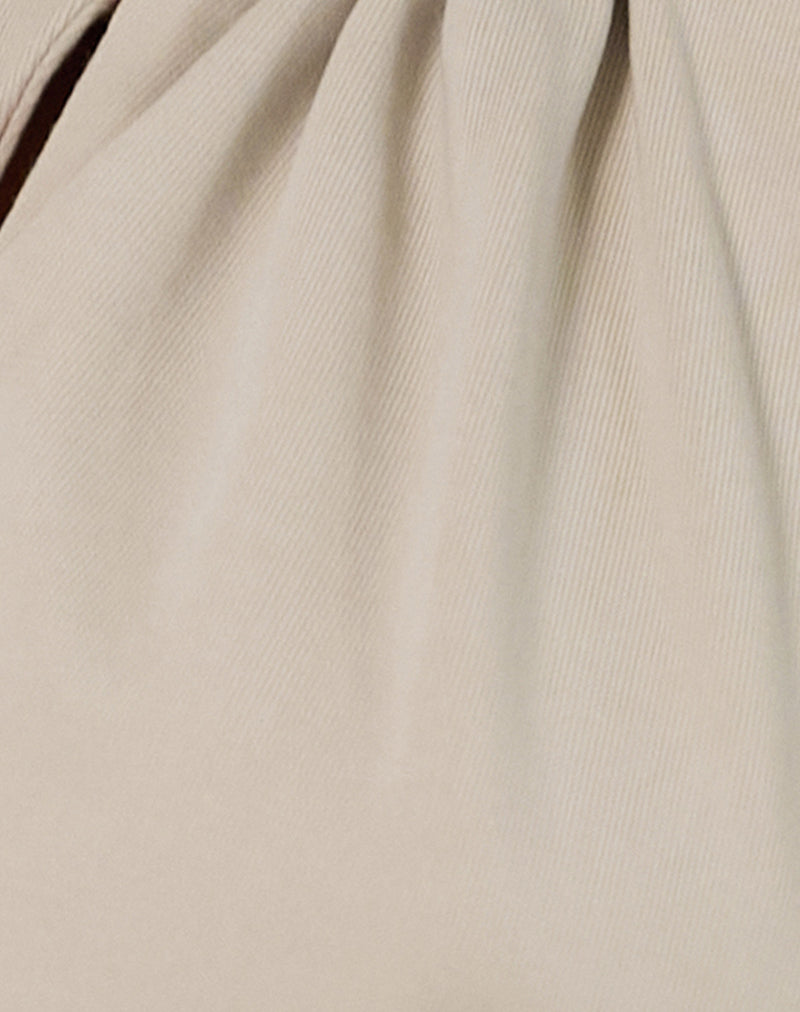 Elodie - Oatmeal Satin Plunge Top