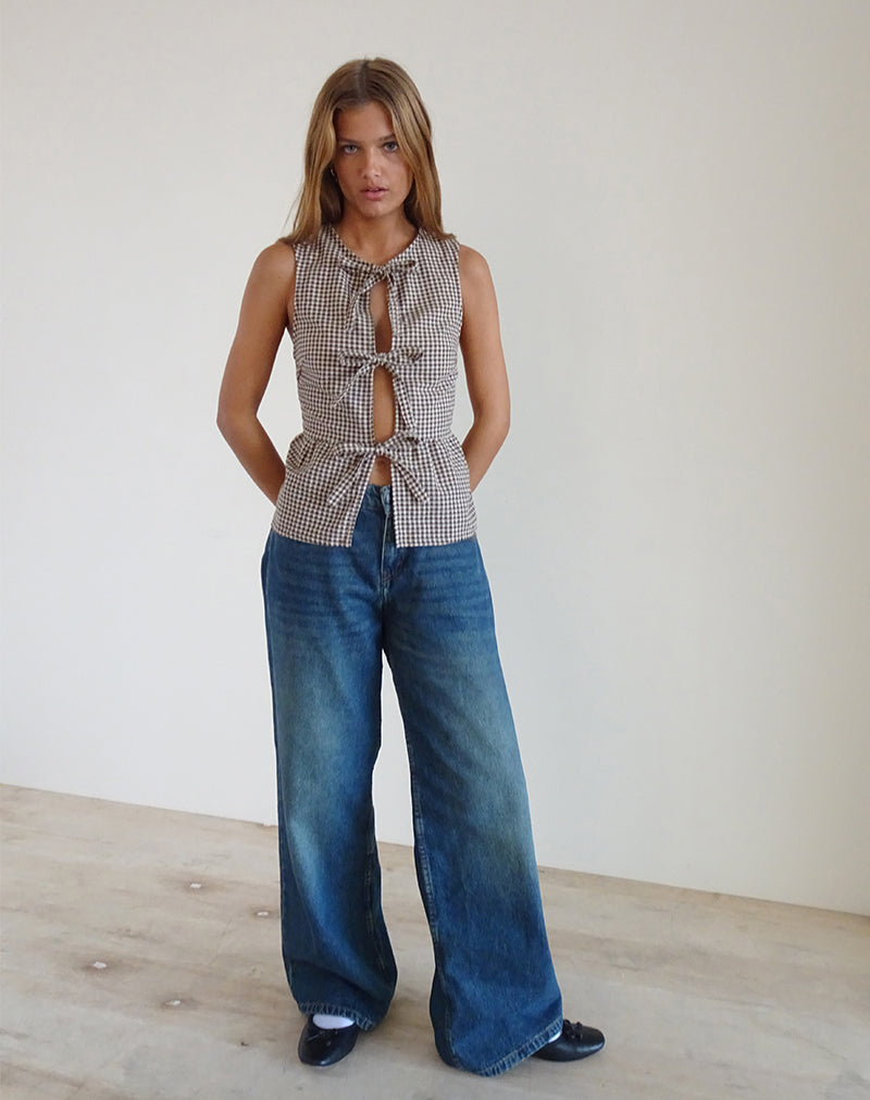 Georgia - Brown Gingham Top