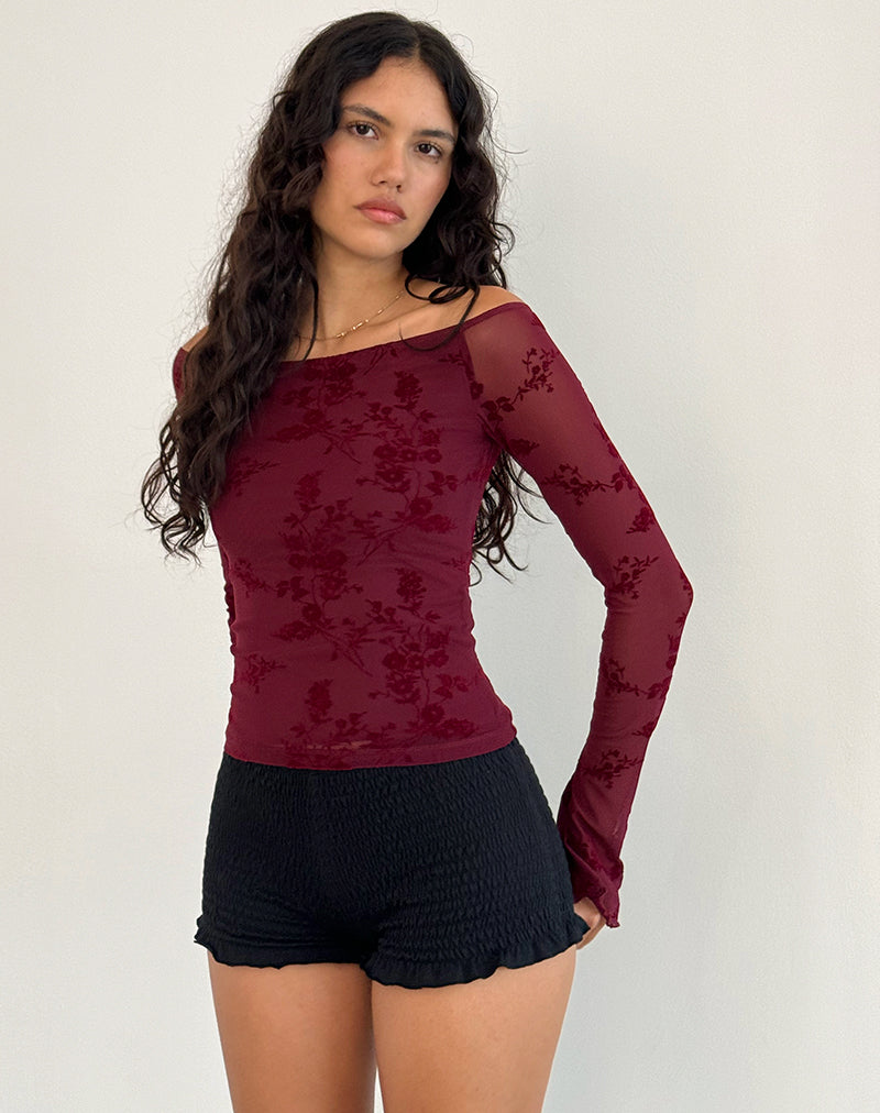 Magnolia - Maroon Floral Top
