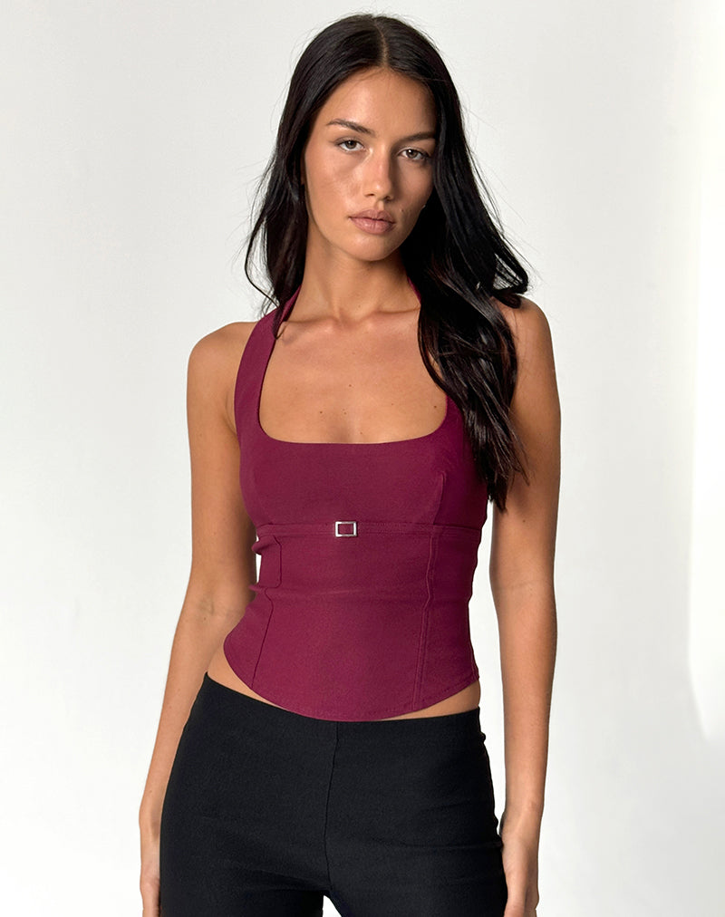 Juliette - Burgundy Tailored Halter Top