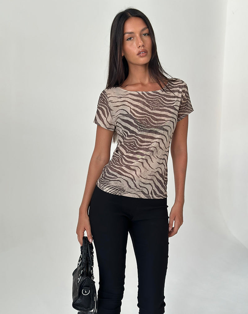 Savannah - Animal Print Mesh Top