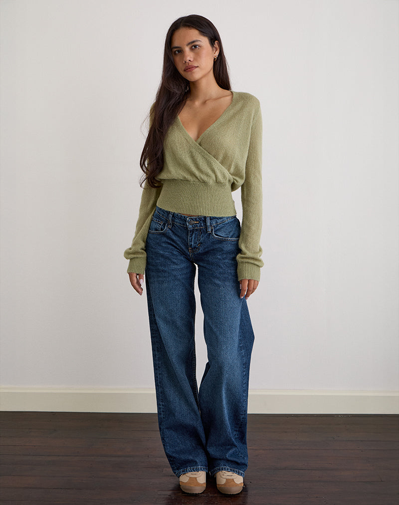 Willow - Sage Knit Wrap Top