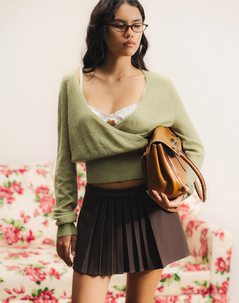 Willow - Sage Knit Wrap Top