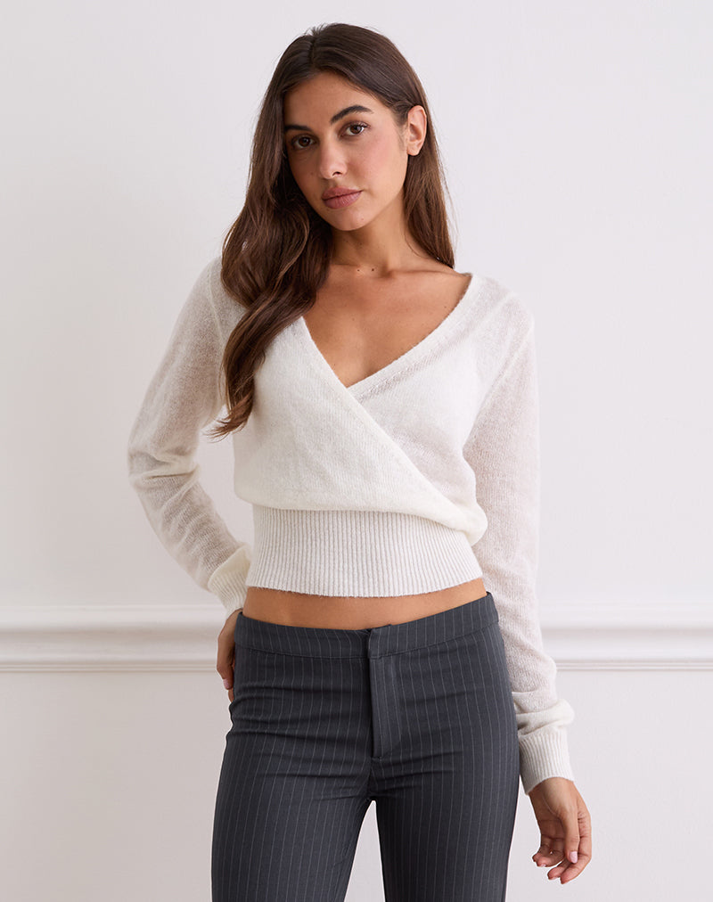 Willow - Ivory Knit Wrap Top