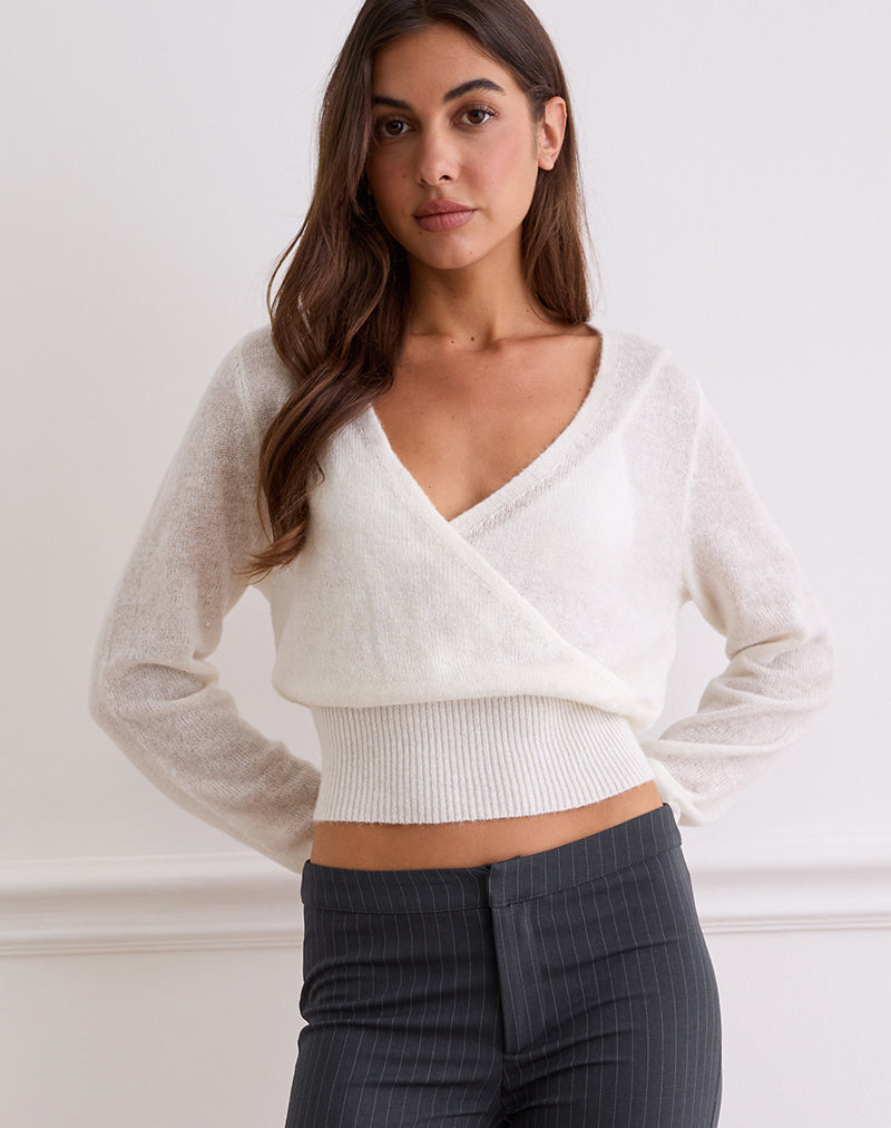 Willow - Ivory Knit Wrap Top