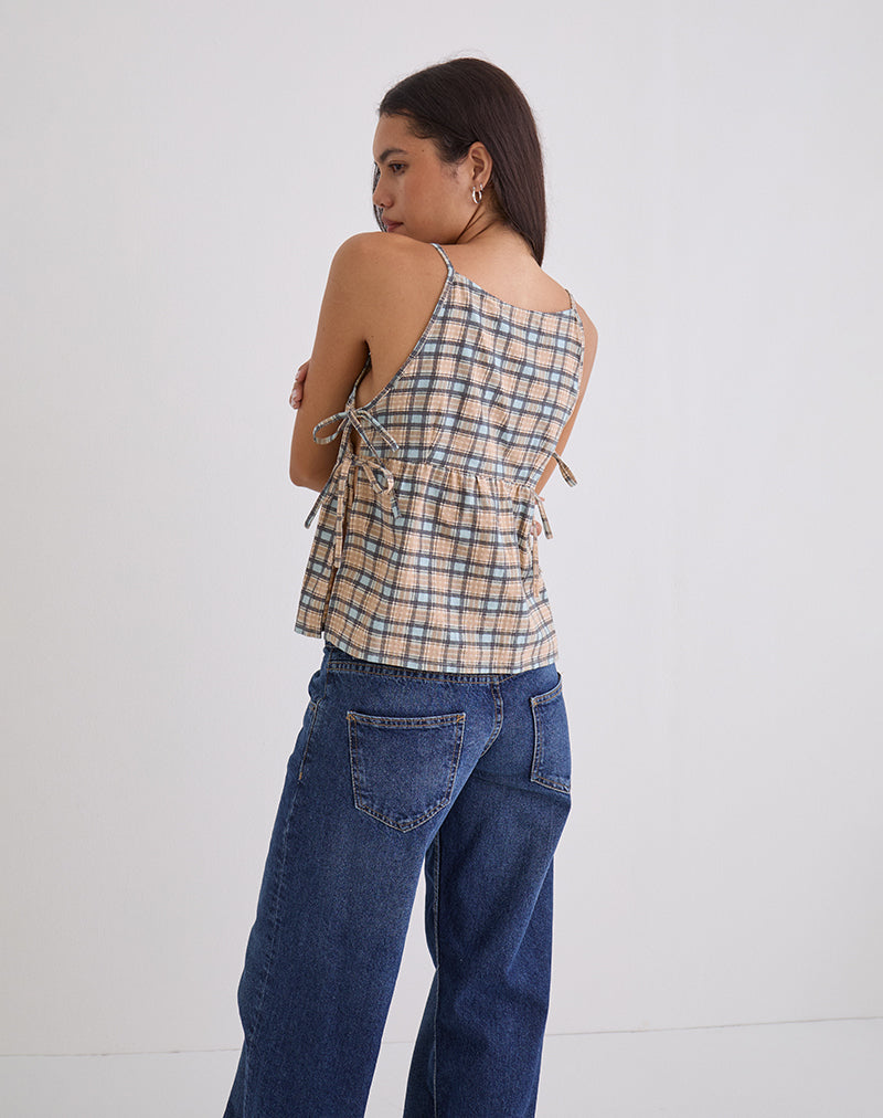 Blair - Powder Blue Plaid Relaxed Tank Top