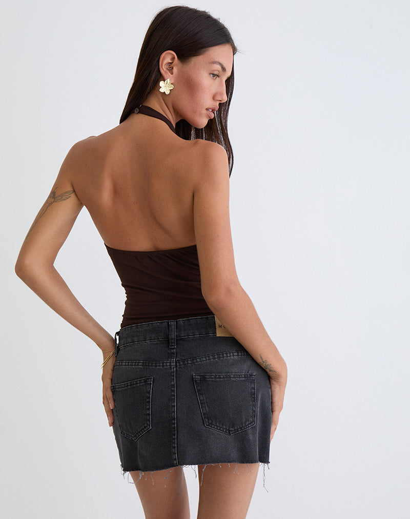 Simone - Chocolate Jersey Halter Top