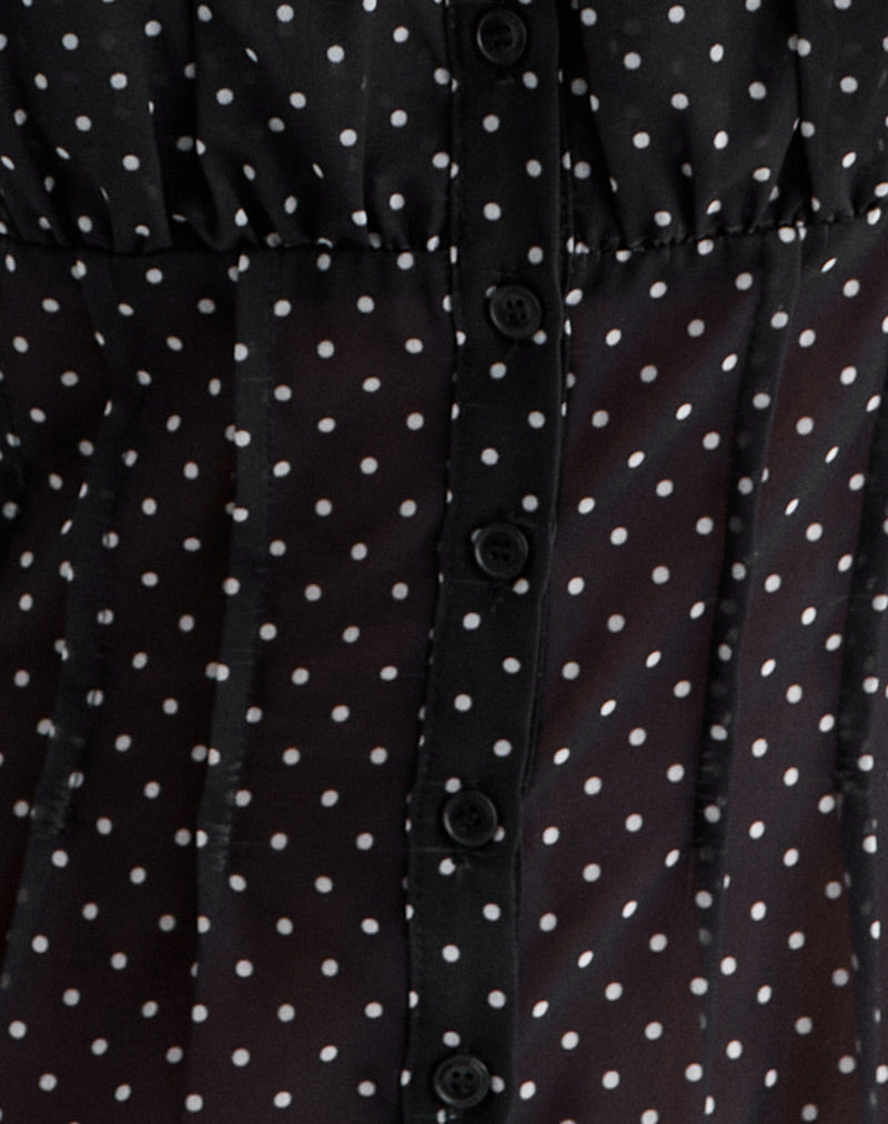 Sabrina - Black Dotted Chiffon Blouse