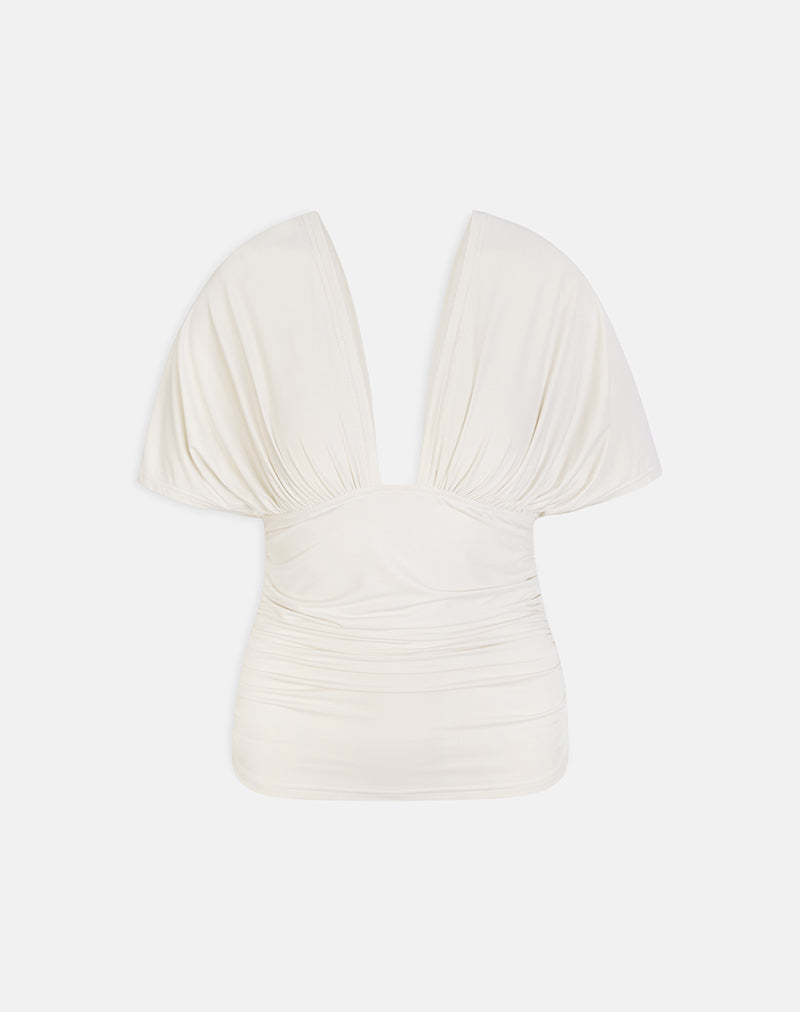 Vienna - Cream Satin Batwing Top