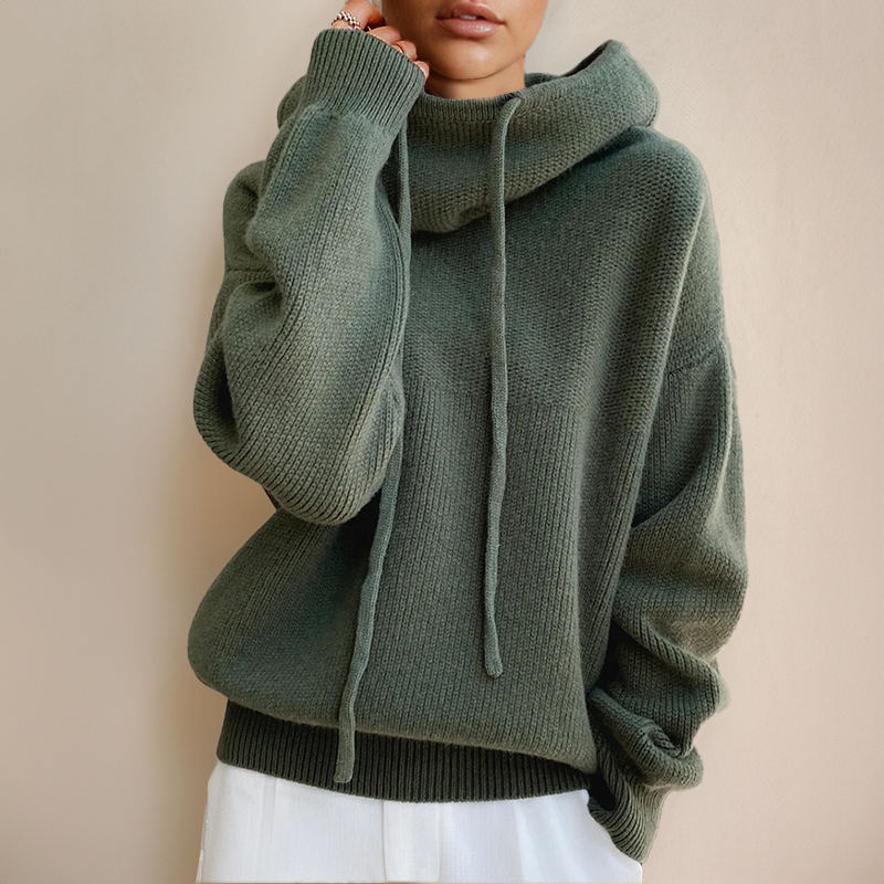 Lucy - Oversized Knit Hoodie with Drawstring