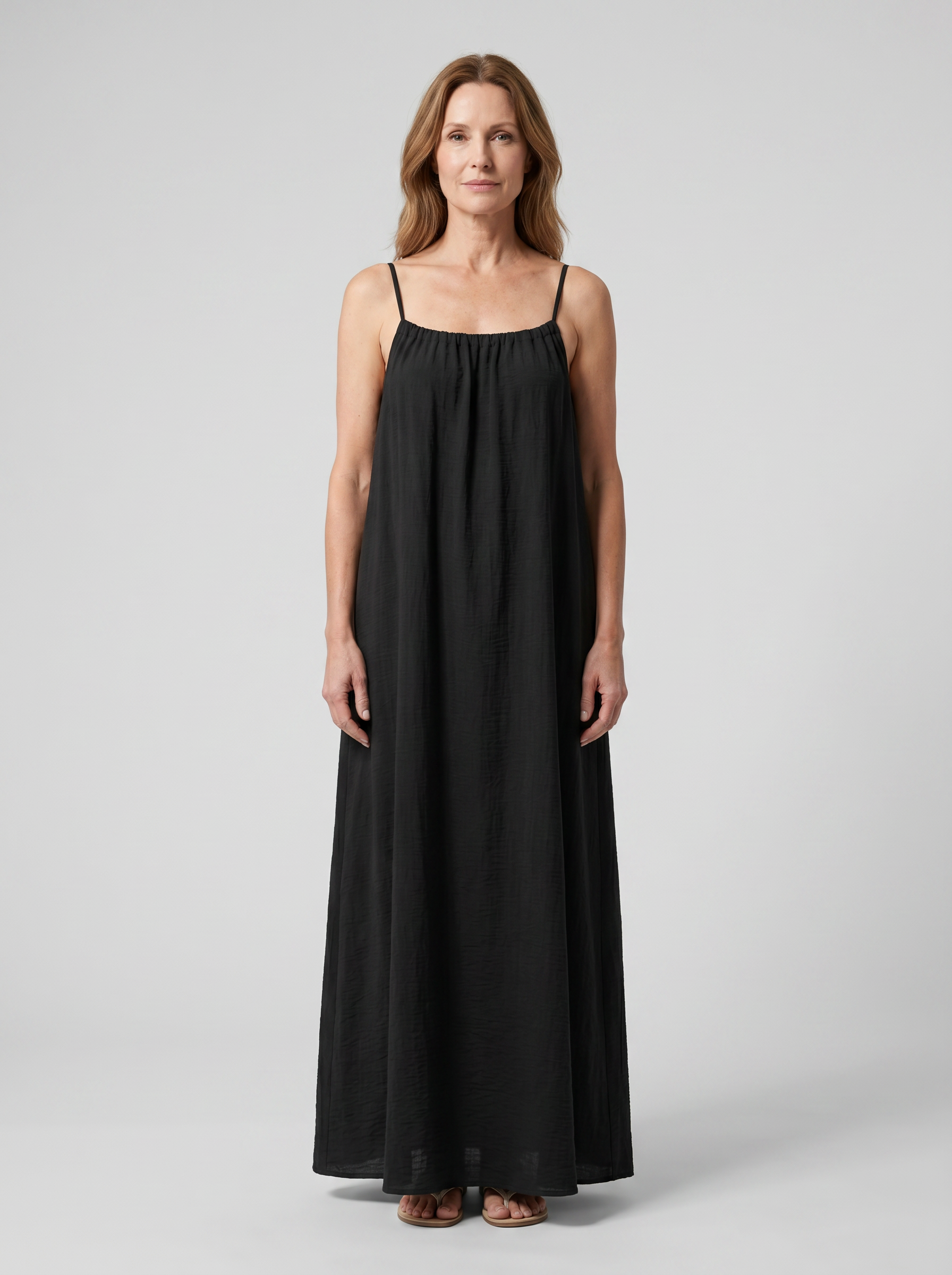 Rosalie backless maxi dress in Black - front view