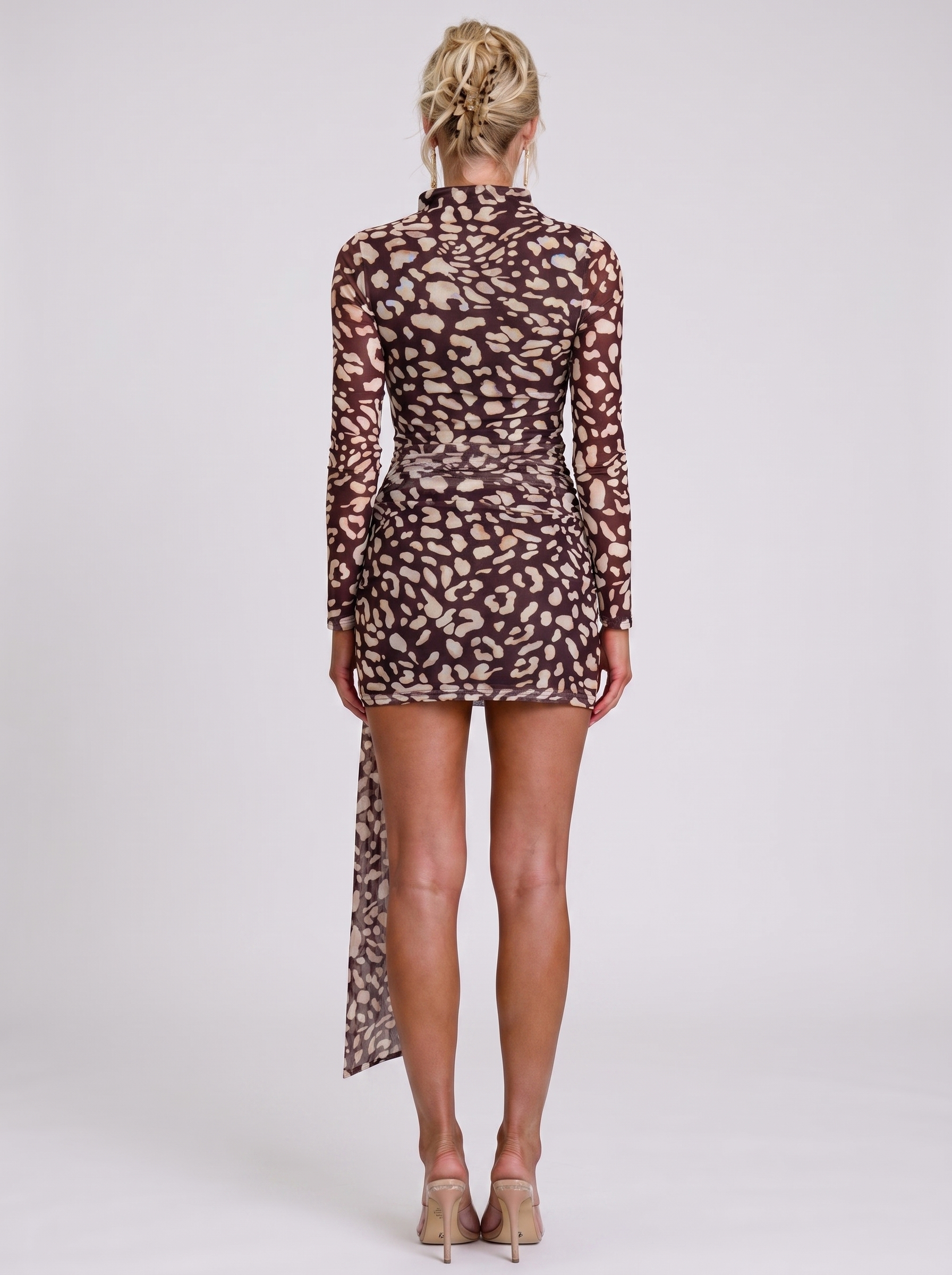 Leona leopard mesh mini dress - back view