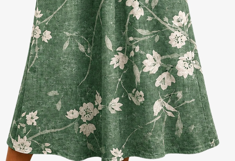 Briar Floral Pocket Midi Dress — midi skirt drape and hem