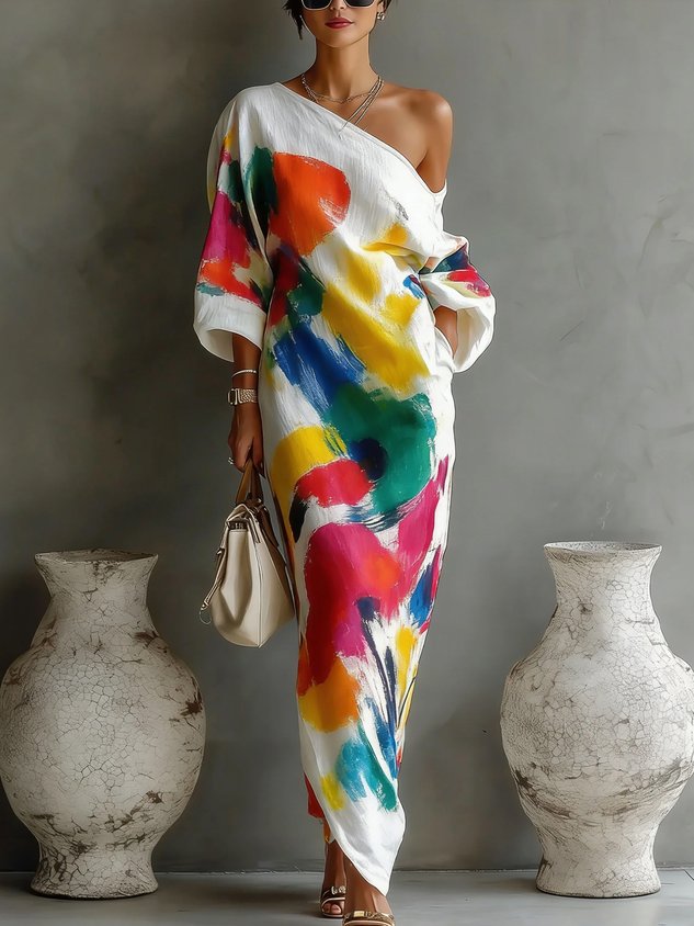 Positano Maxi Dress — white, full length side view