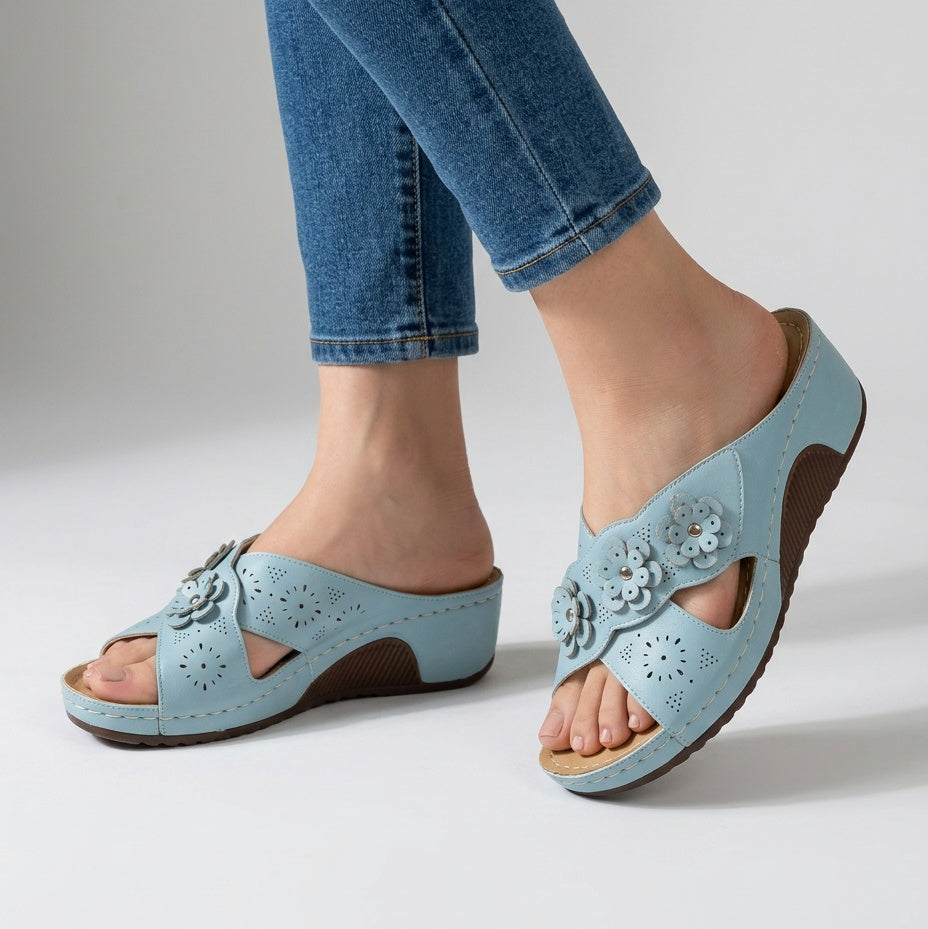 Carlotta Comfort Slide Sandal — light blue