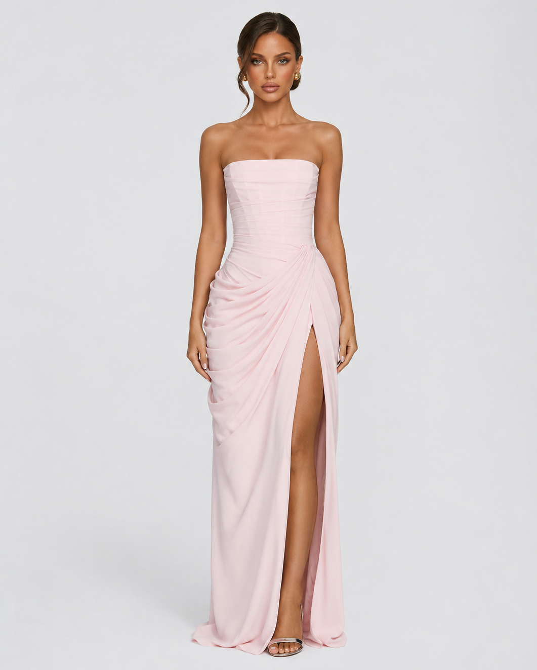 Cosima Gown in soft pink - front view