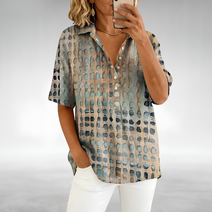 Sorrento Relaxed Textured Blouse - hero front in green
