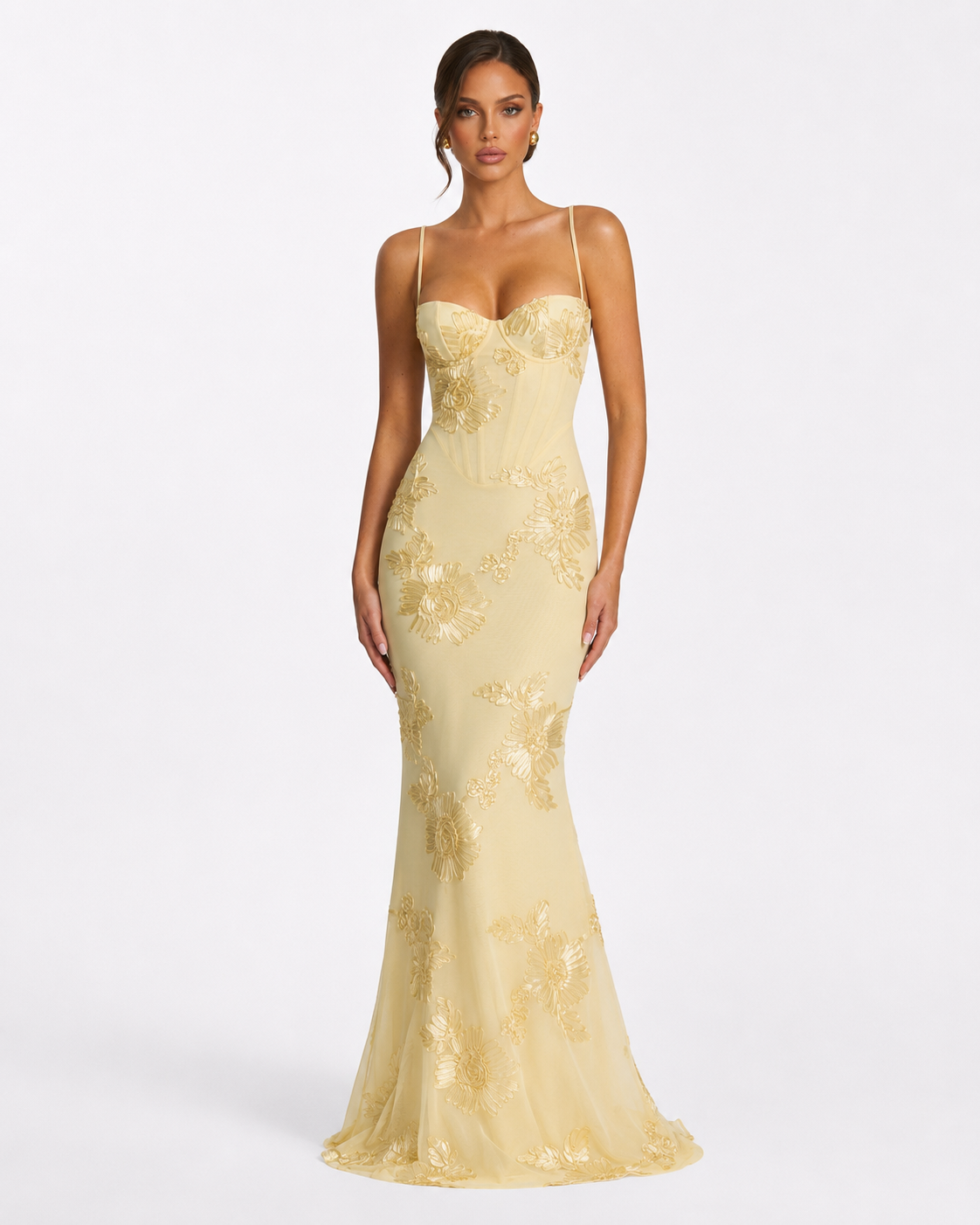 Veronique Gown in light yellow - front