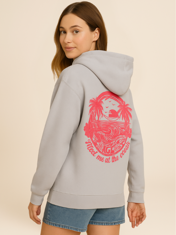 Kira - Oversized Cozy Hoodie with Palm Breeze Pattern