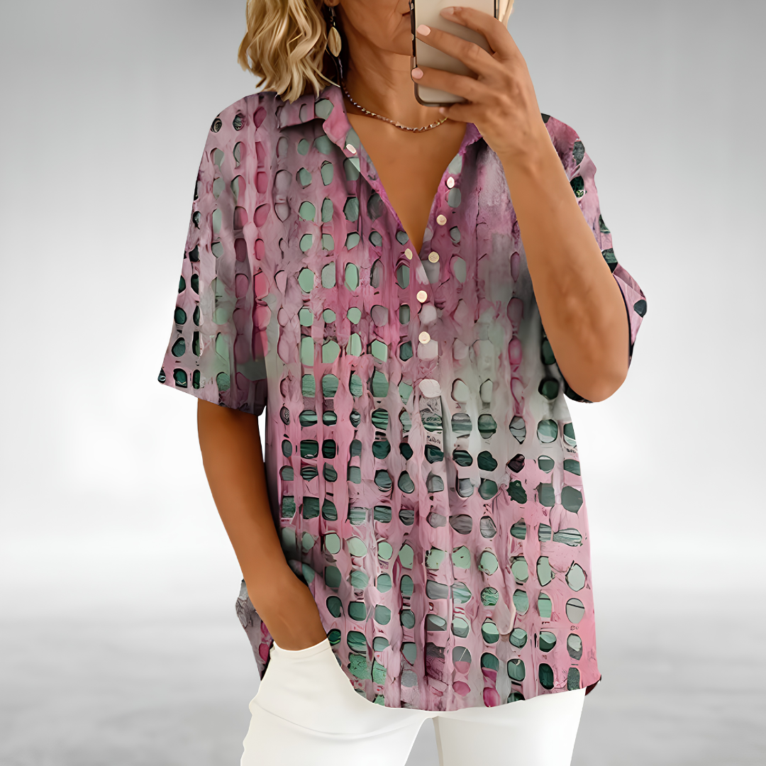 Sorrento Relaxed Textured Blouse - pink front