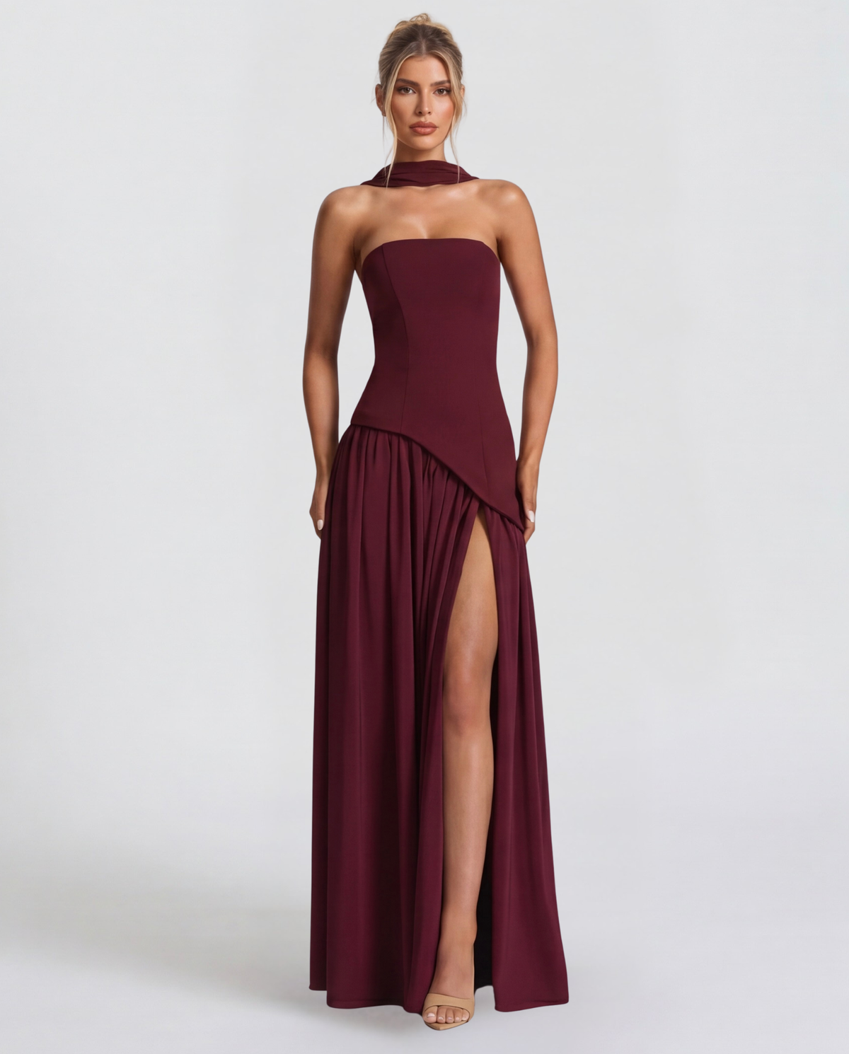 Ariadne Maxi Dress in wine red - front