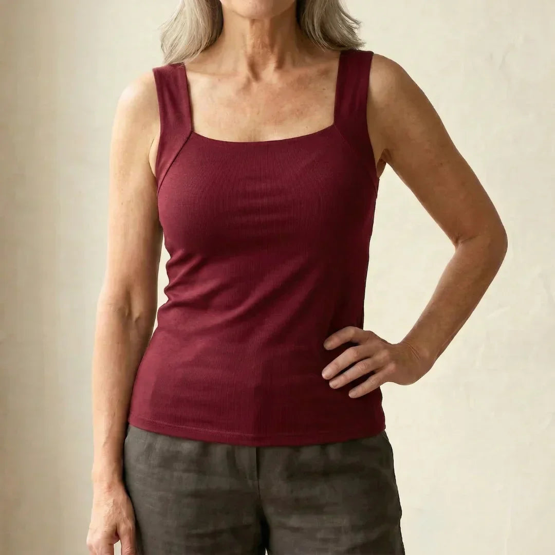 Willa Built-In Bra Tank Top — Burgundy front