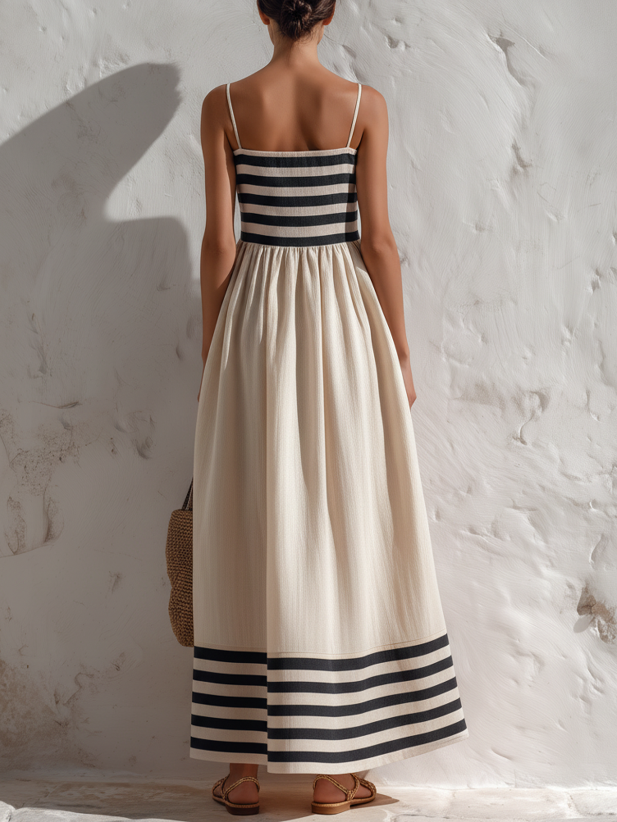 Riviera Striped Maxi Dress — back view