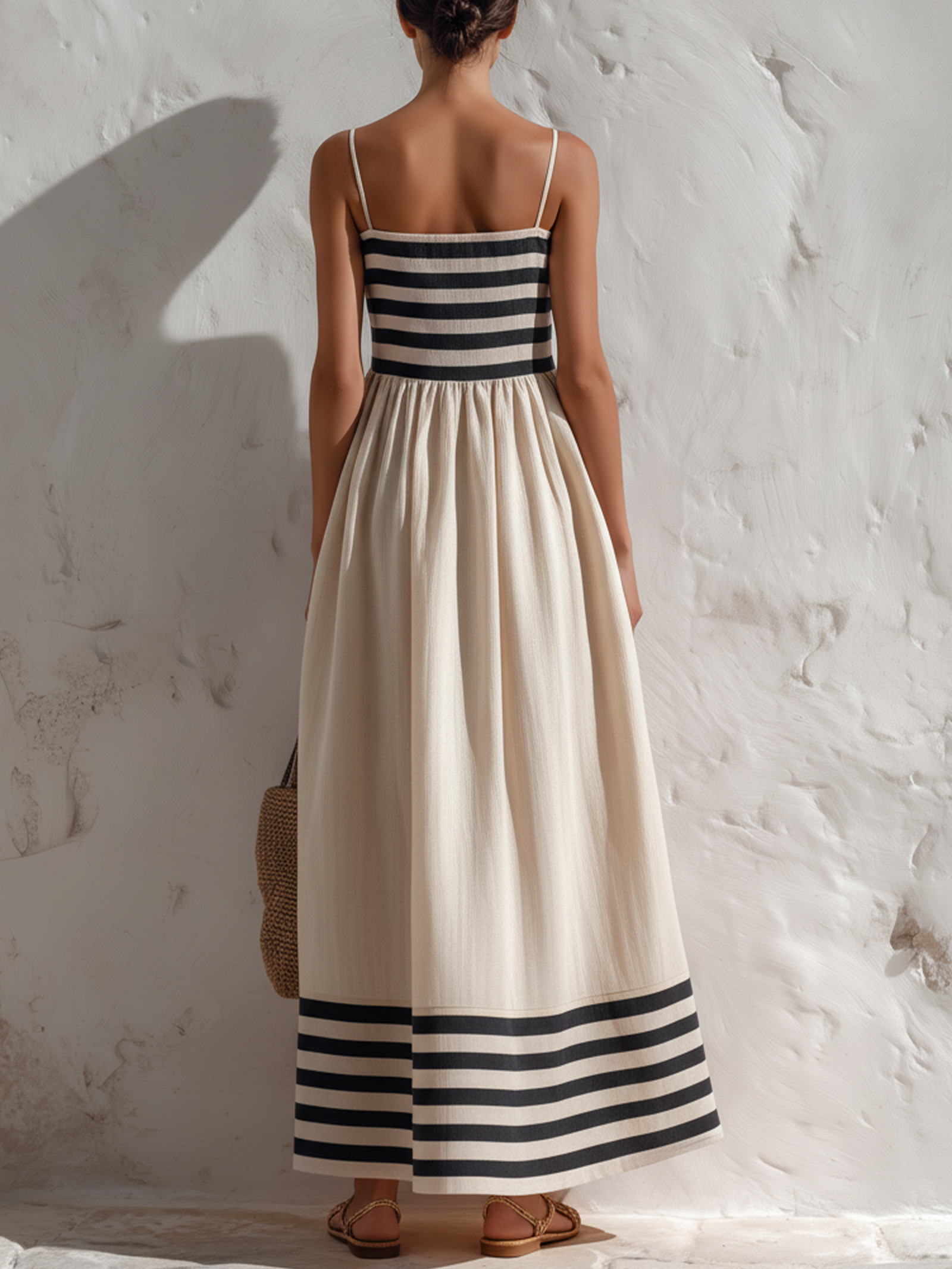 Riviera Striped Maxi Dress — back view