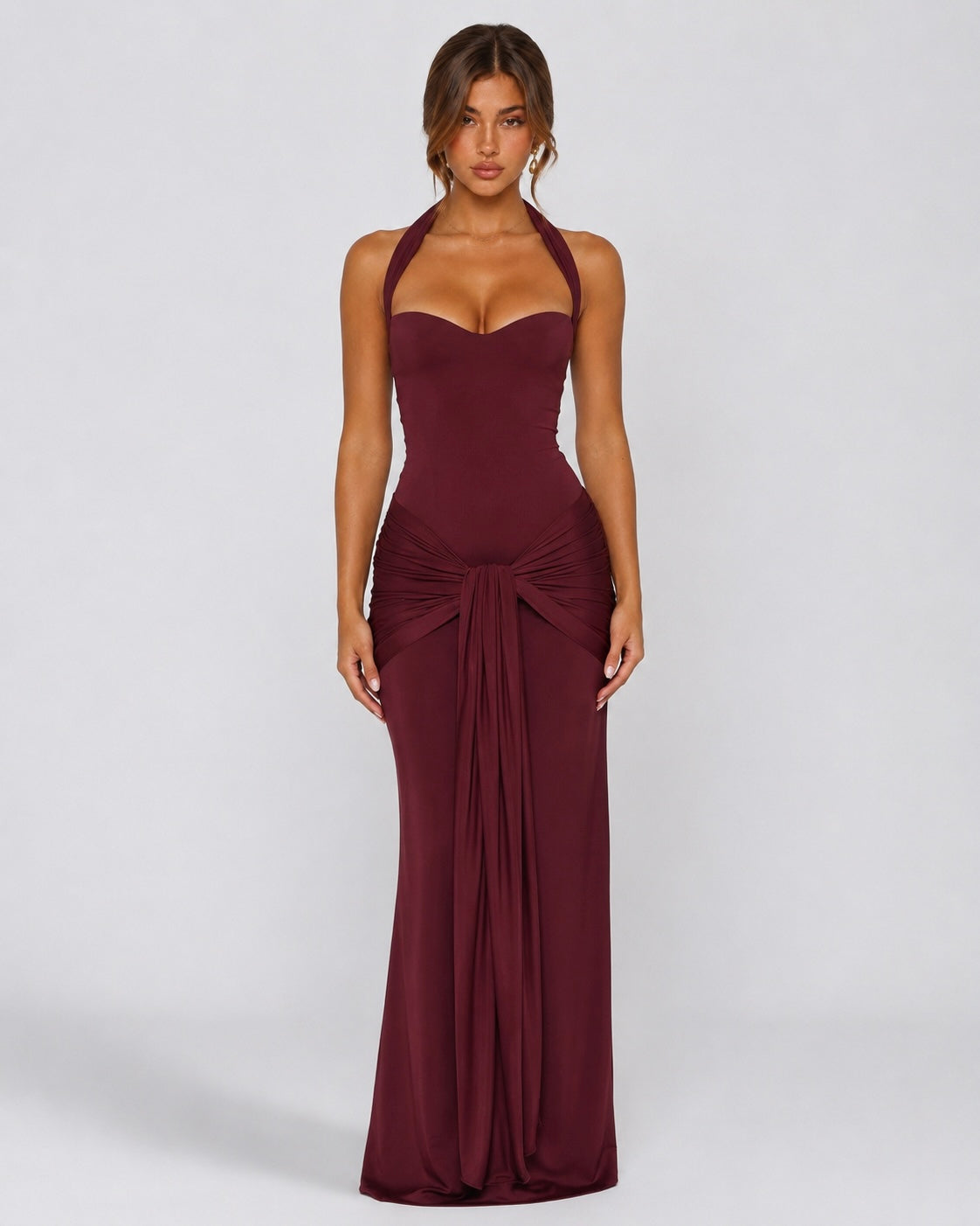 Nathalie Maxi Dress in burgundy - front
