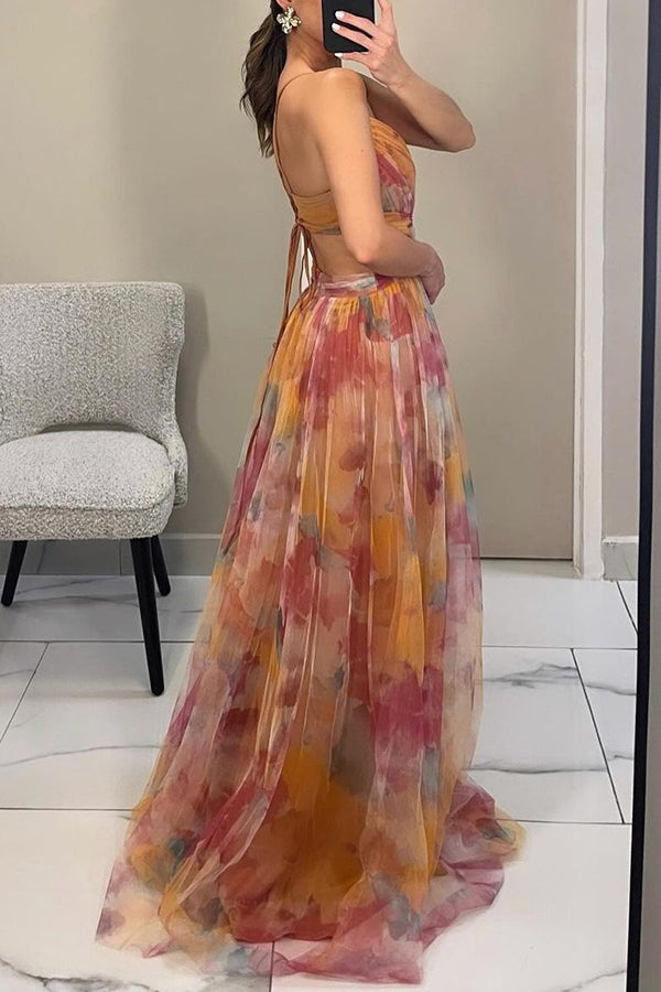 Pippa - Maxi Dress – orange watercolor print – lifestyle (5)