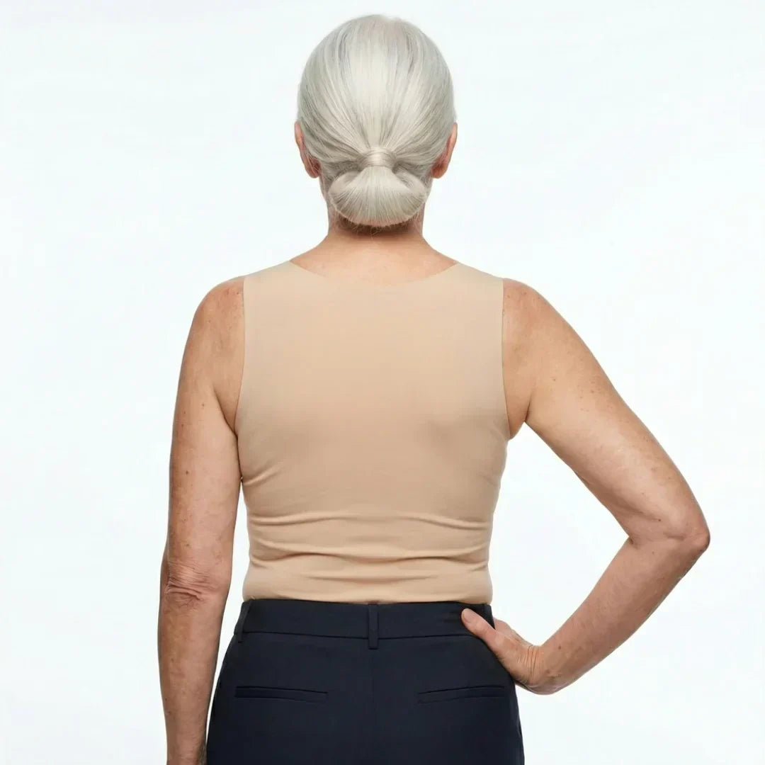 Willa Built-In Bra Tank Top — Nude back view