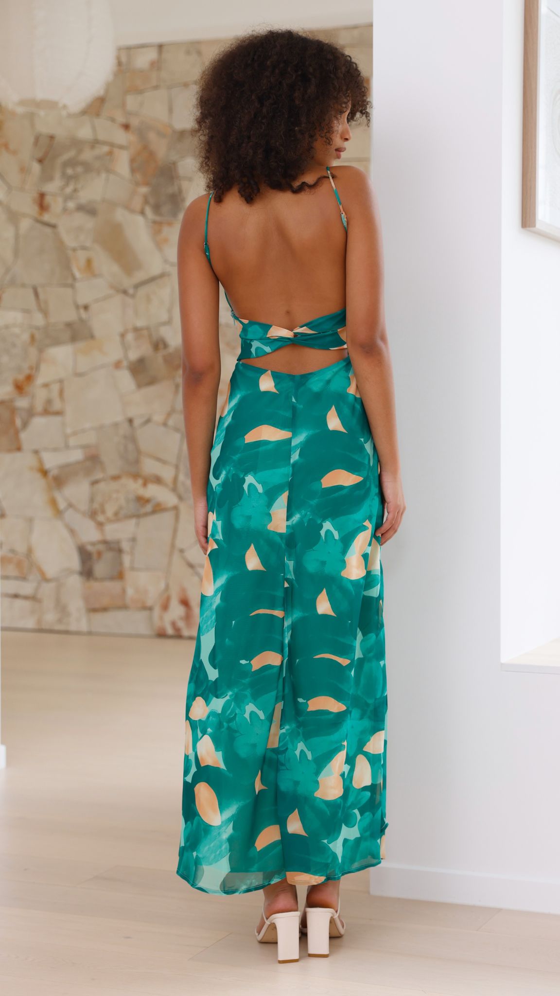 Margie Midi Dress - Green Print