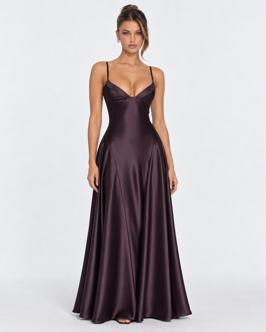 Rosamund Maxi Dress in plum - front