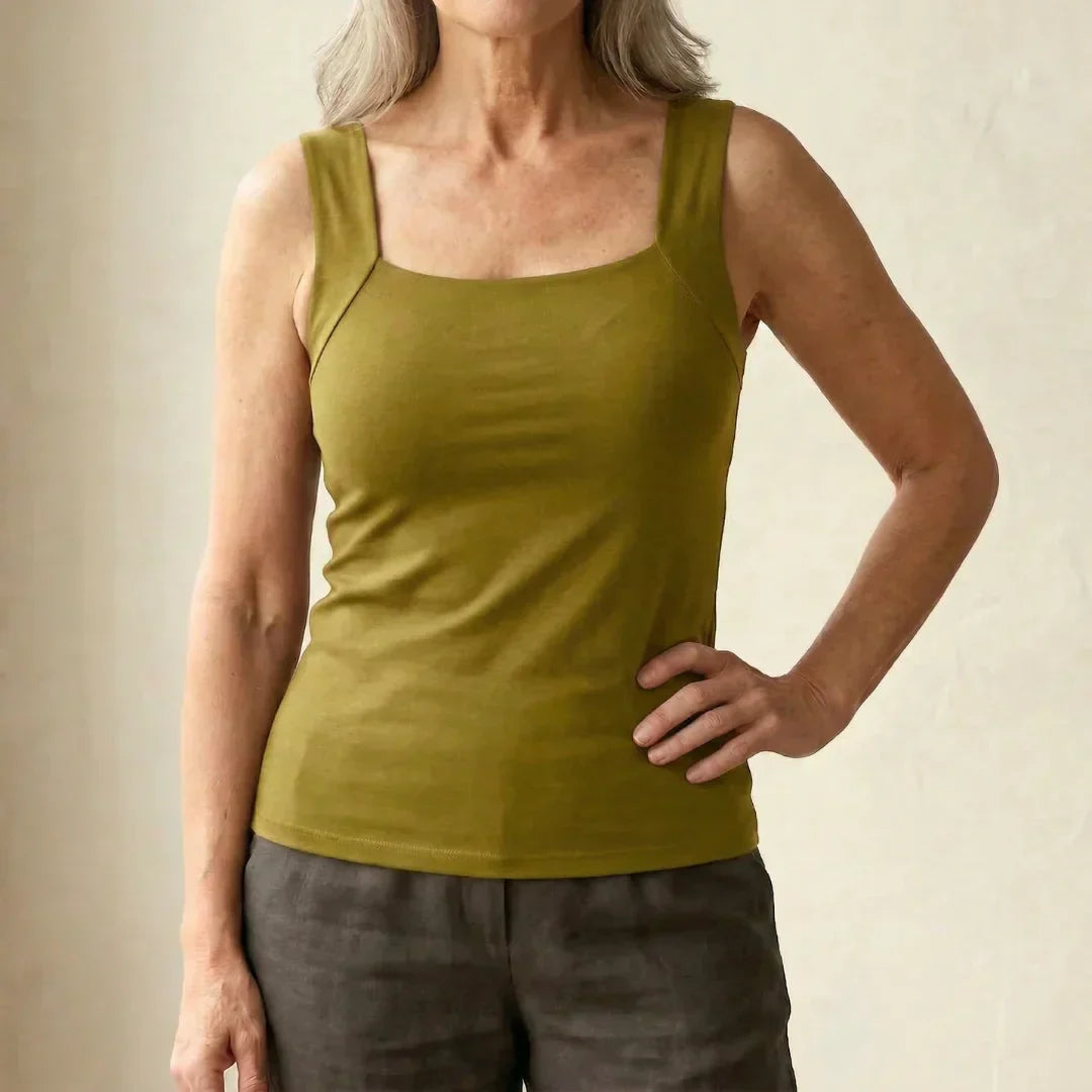Willa Built-In Bra Tank Top — Green front