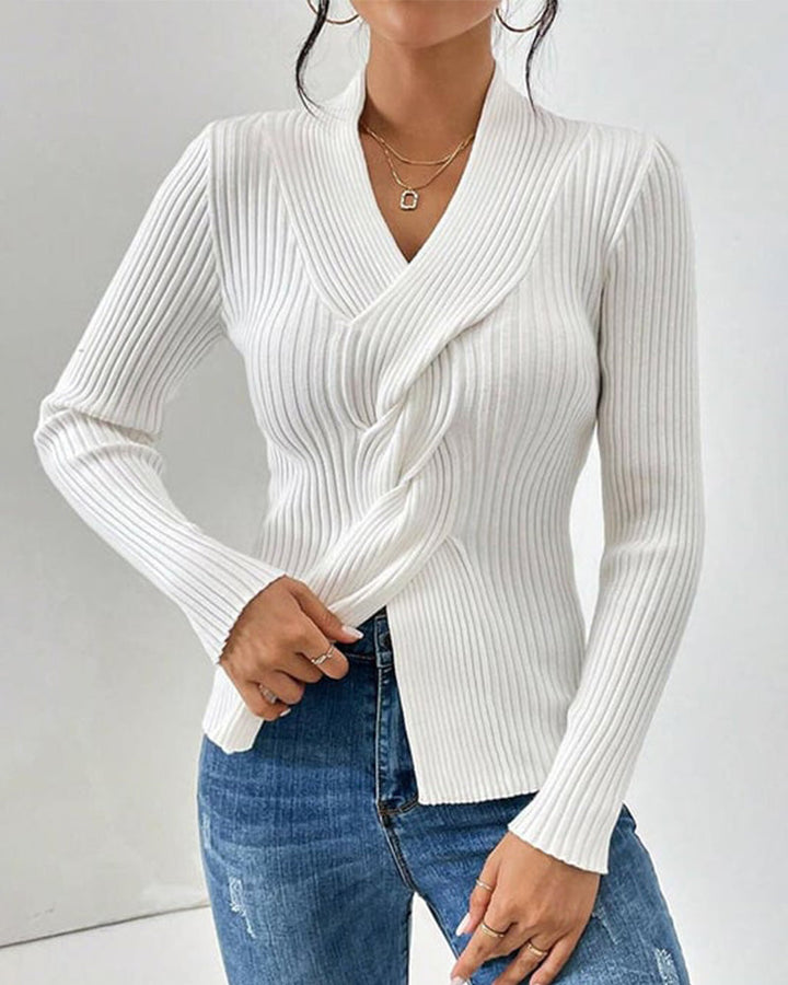 Stella - Twist-Front Ribbed Sweater