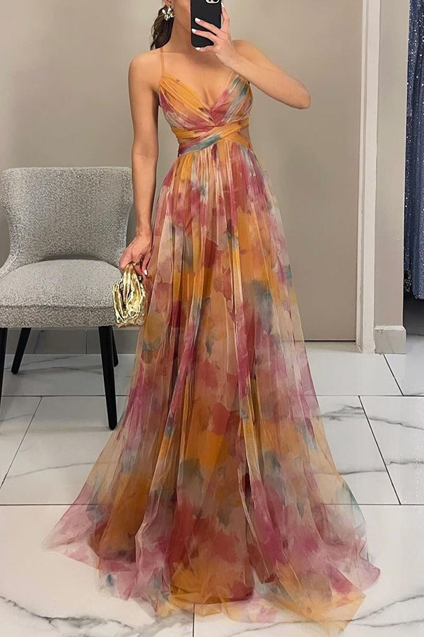 Pippa - Maxi Dress – orange watercolor print – lifestyle (4)
